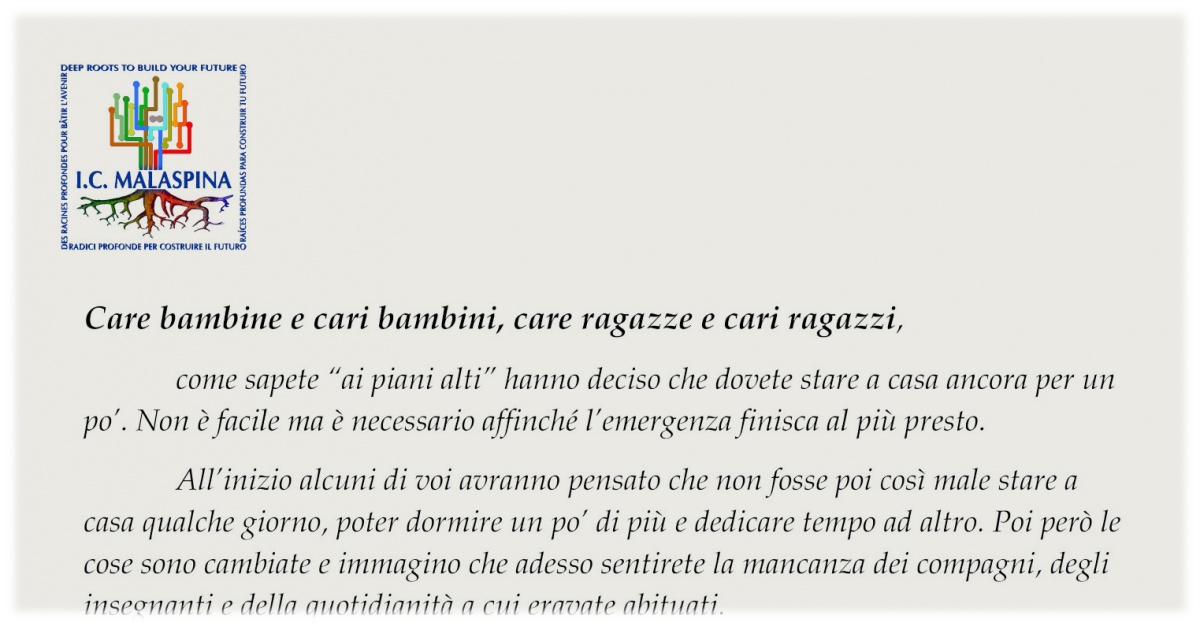 Lettera della Dirigente