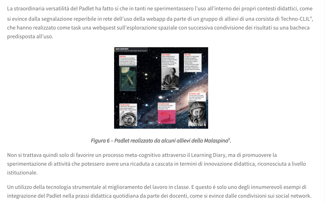 Un pezzo dell'articolo che cita la nostra insegnante