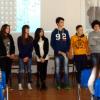 I ragazzi della III A della Staffetti tengono la lezione sulla mafia nell'Aula Magna della Malaspina